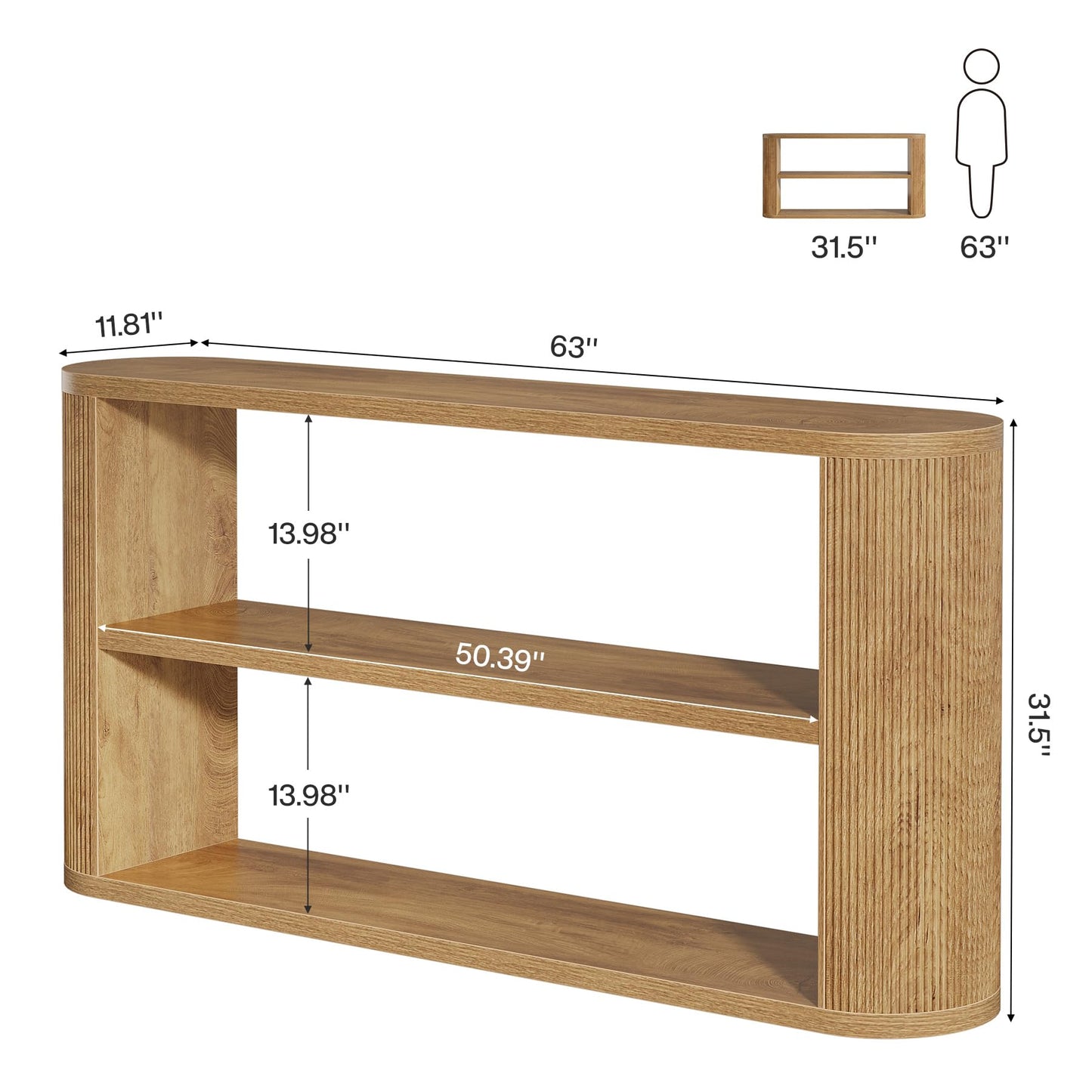Tribesigns 63-Inch Console Table, Farmhouse Entryway Table with 3-Tier Open Shelves, Narrow Wooden Behind The Couch for Entryway, Living Room, Hallway