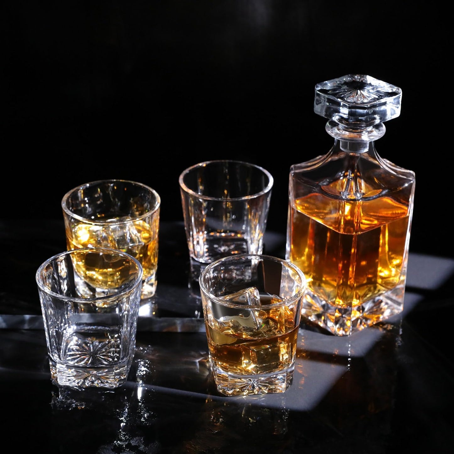 Royalrose Premium ClassicSquare Whiskey Decanter Set, A Timeless Gift for Men, Whiskey Glassware, Anniversary Birthday Gifts for Him Husband Boyfriend (Whiskey Decanter)