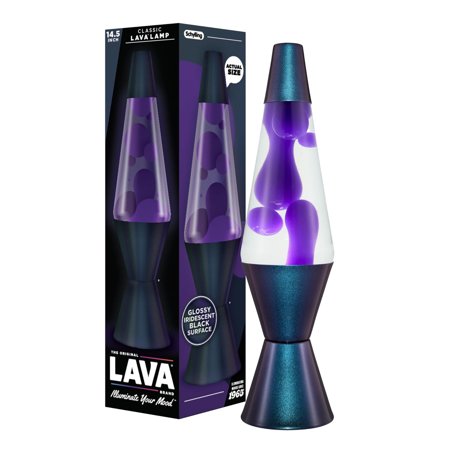 Lava The Original Lamp - 14.5" Black Iris – Classic Liquid Motion Lamp - Purple Wax and Clear Liquid - Item #2425 (Amazon Exclusive)