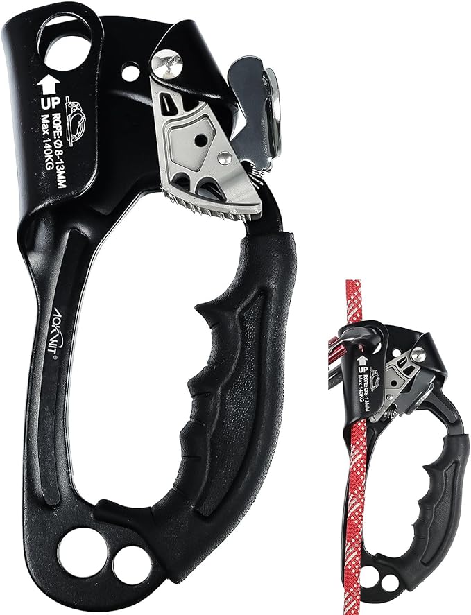 UIAA & CE Certified Rope Ascender Aluminum Alloy Rock Climbing Gear Strong Rigging Rappelling Equipment for Rock Tree Clim...