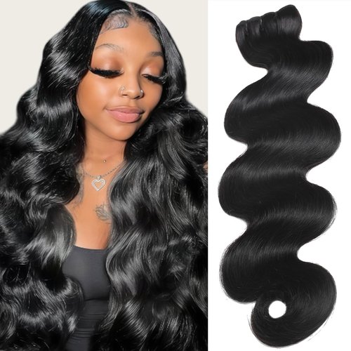 16A Raw Indian Human Hair Bundles 20 Inch Thick Raw Body Wave Bundles Human Hair Weave,4X Lifespan,100% Unprocessed Cuticle Aligned,Reusable Multiple Washes Keep Texture Silky Soft (Natural Black)