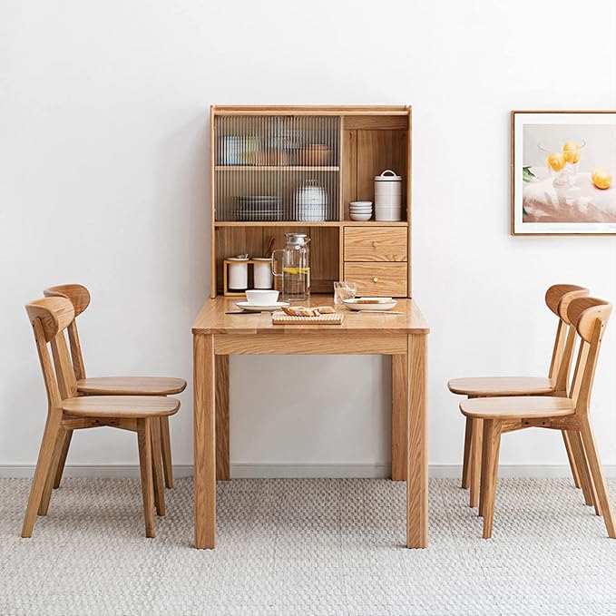 Bamskov 100% Solid Oak Wood Dining Room Chairs Set of 4 - Practical Dining Chair - Wooden Kitchen Chairs for Dining Room, Kitchen (Natural)