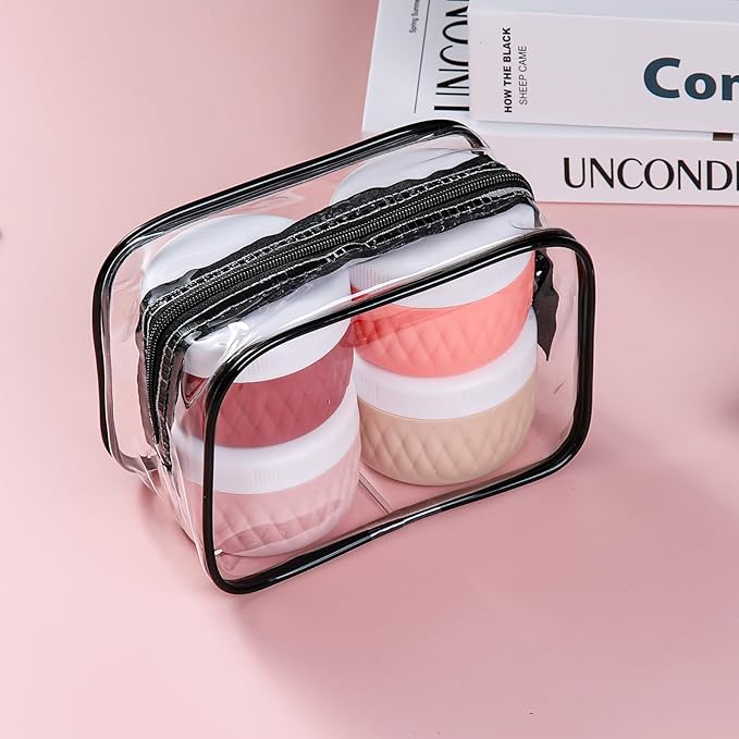 Travel Containers for Toiletries, Silicone Cream Jars BPA-Free, TSA Approved 3oz Travel Size Containers, Leak-proof Silicone Jars with Lid for Cosmetic Face Hand Body Cream (4 Pack)