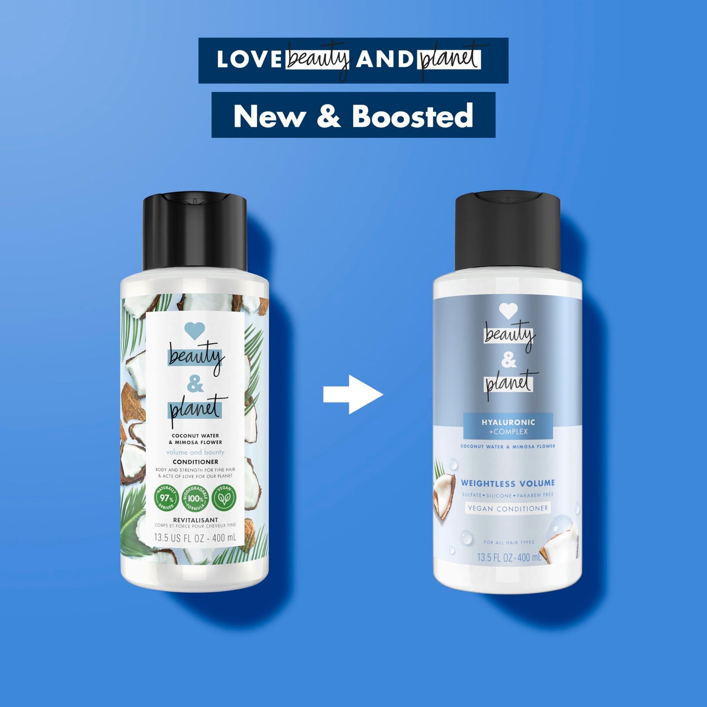 Love Beauty and Planet Weightless Volume Conditioner with Hylauronic acid Coconut Water & Mimosa Flower for Thin and Fine Hair C
