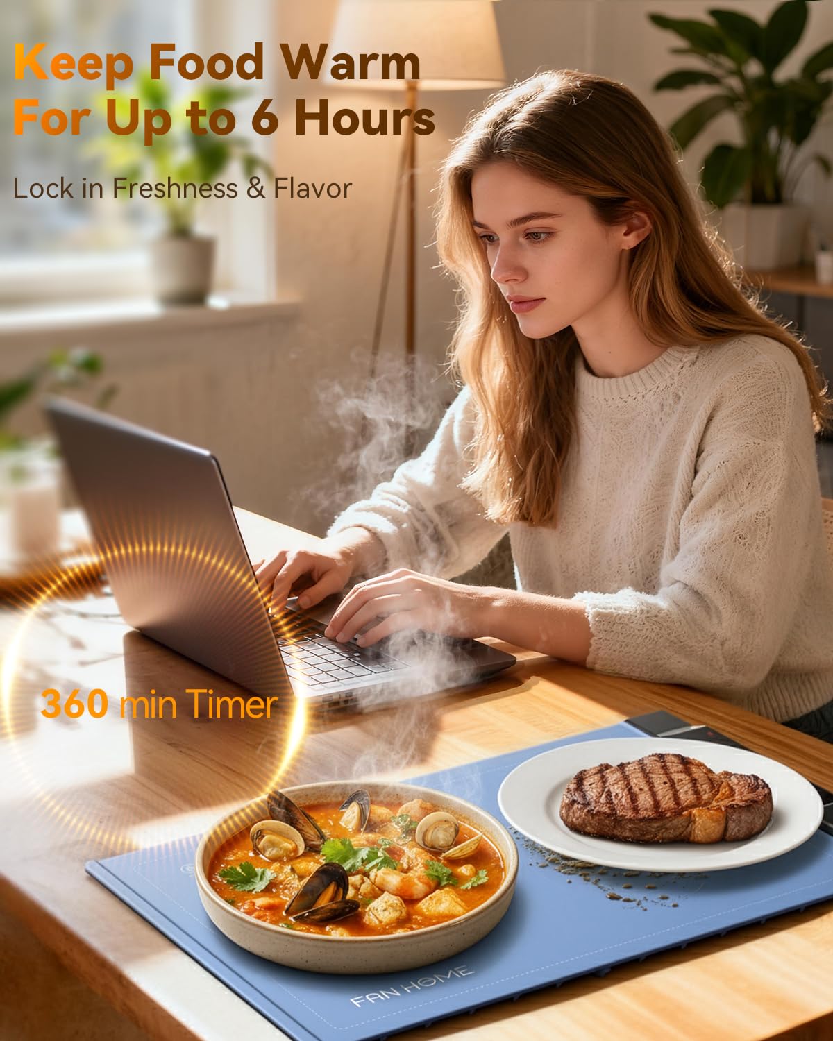 Warming Mat for Food, 2 Pack Electric Warming Trays for Parties Buffet, 7 Temperature Settings and 6 Hours Timer, Fast Heating, Portable Food Warmers for Gatherings, Family Countertop,Thanksgiving