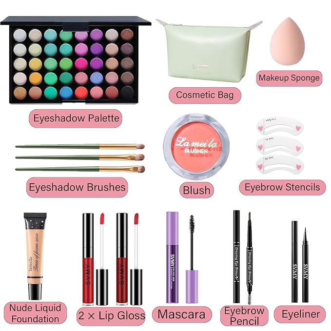 Makeup Set for Women, Makeup Full Kit for Beginners & Professionals, Travel Make up Set for Teens & Adults, Make up Gift Set for Girls, Eyeshadow Palette, Lip Gloss