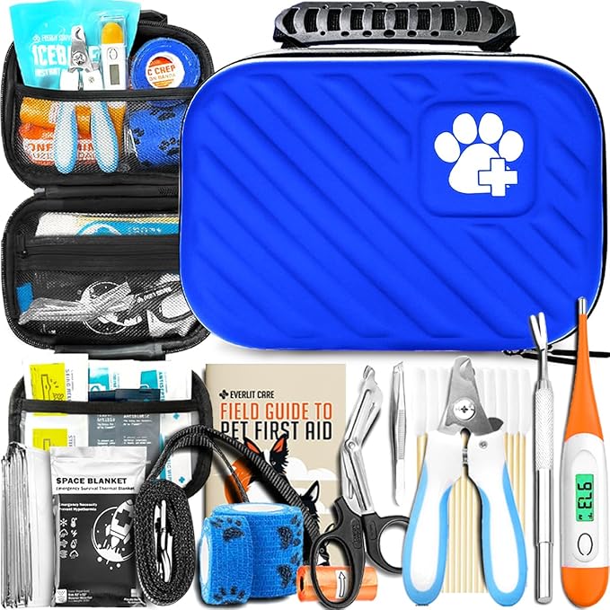 EVERLIT Pet Medic First Aid Kit | Vet-Approved Animal Care Kit with 95 Pcs Medical, Outdoor & Emergency Supplies to Treat ...
