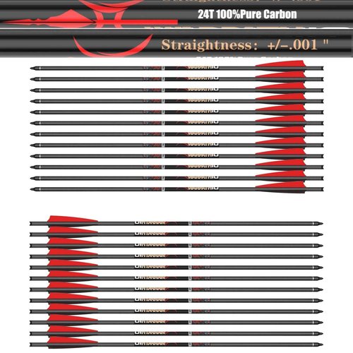 sanlida Archery Warpath 10, 24 PCS, 0.001" Straightness, 100% Pure Carbon Crossbow Bolts, Crossbow Hunting, Standard 22 Inches Crossbow Bolts with Removable Tips and Moon Nocks…