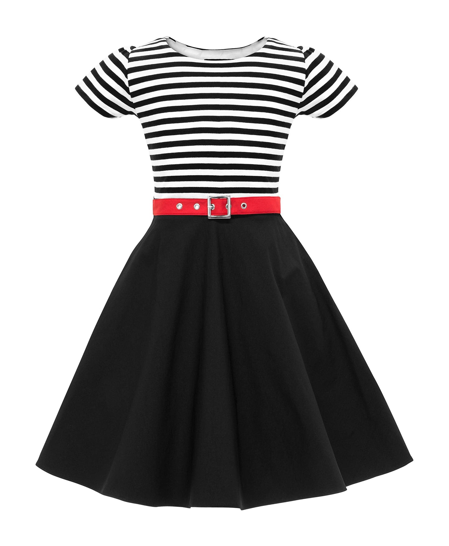 BlackButterfly Kids 'Maria' Vintage Striped Pin Up Dress (Black, 3-4 YRS)