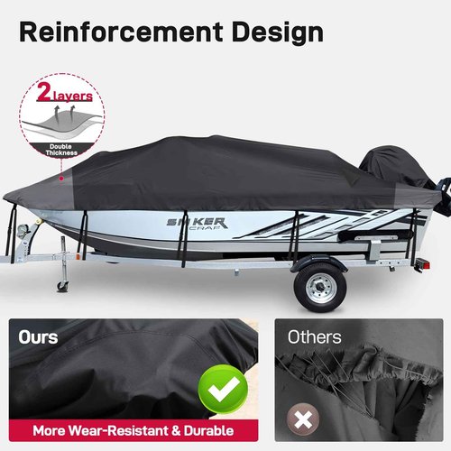 Mionovity Bass Boat Cover 16-18.5 ft, 800D Canvas Heavy Duty Waterproof Boat Cover 16 17 18 Foot（16' 17' 18.5' with Motor Cover, Fits V-Hull,Fishing,Runabout Bowrider Boat