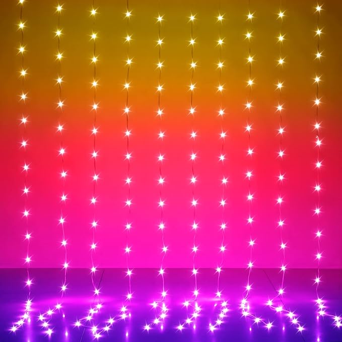 KepStars LED Curtain Lights, 10ft x 10ft 300 LED RGB Color Changing String Fairy Lights Curtain with Smart APP Control, Mu...
