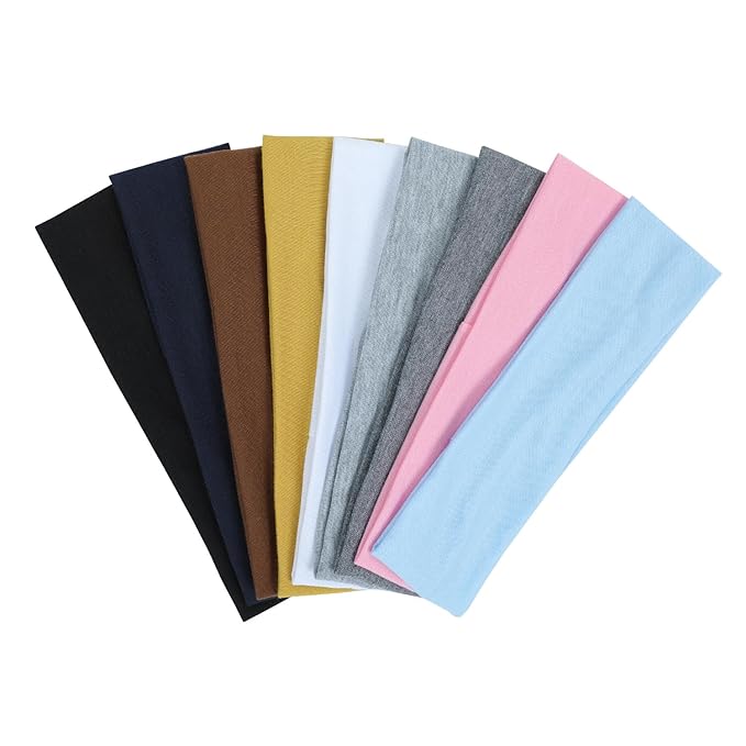9Pcs Headbands for women Non Slip Headband, Soft Elastic Hair Bands for Women's Hair, Fashion Cotton Cloth Stretchy Sweat ...