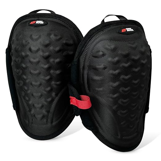FREEKYROCK Work Knee Pads for Men Construction,Gel Roofing and Flooring Knee Pads for Women with Soft Foam Padding for All Day Comfort, Gardening Kneepads for Work with Anti-Slip 1680D Fabric Cap, Black