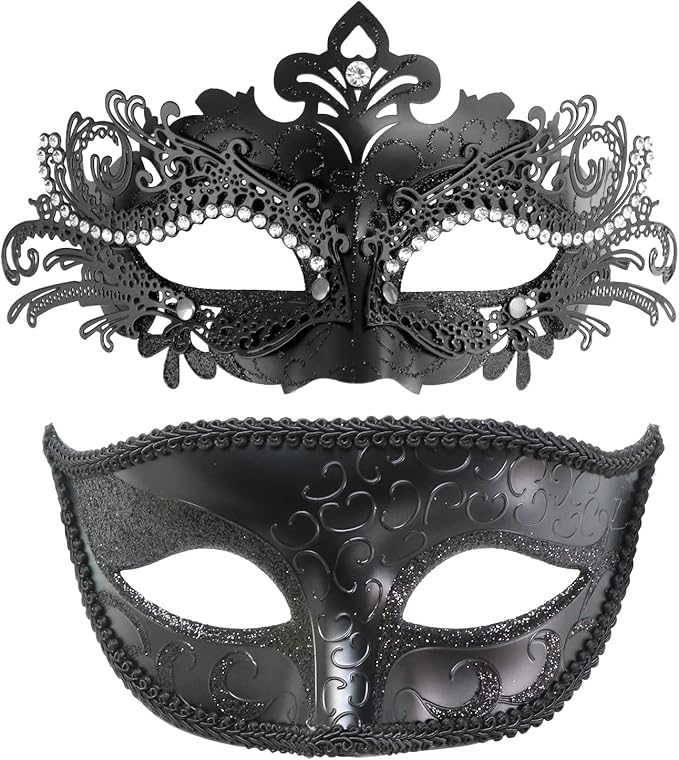 Coddsmz Couple Masquerade Mask Set - Venetian & Mardi Gras Mask for Women & Men
