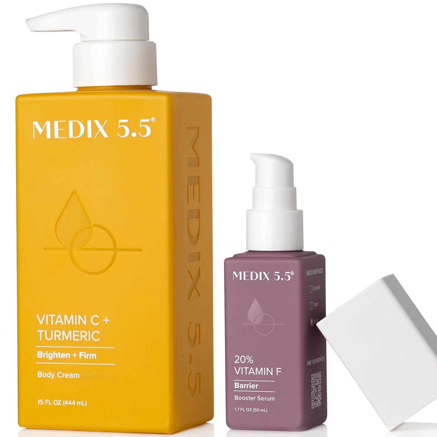 MEDIX Vitamin C Cream + Vitamin F Booster Serum Body Lotion Moisturizer 2PC Skin Care Set | Firming & Brightening Cream Diminish