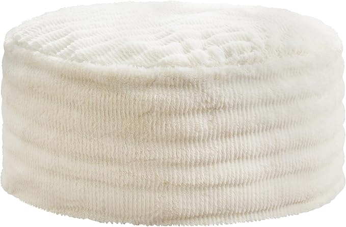 Hobestluk Bean Bag Chairs Beanbag Chair with Filler Adult Bean Bags with Fluffy Ripple Cover, Giant Bean Bag Chairs for Adults (White, 4FT - 44" x 44" x 24")