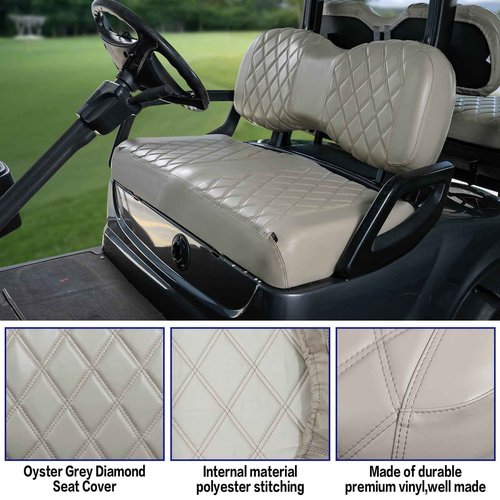 NOKINS Golf Cart Seat Cover for Yamaha Drive/Drive 2 Original Regular Seat Cushion, No Stapler, Golf Cart Vinyl Replacement Diamond Front Seat Cover Oyster Grey