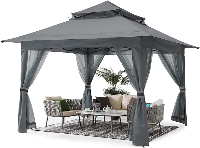 ABCCANOPY Pop Up Gazebo 13x13 - Outdoor Canopy Tent with Mosquito Netting for Patio Garden Backyard(Gray)