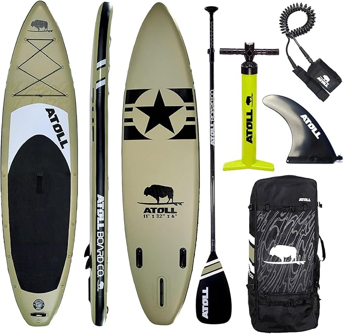 Atoll Inflatable Paddle Board with Premium SUP Stand Up Paddle Board Accessories & Back Pack, Non-Slip Comfort Deck for Un...