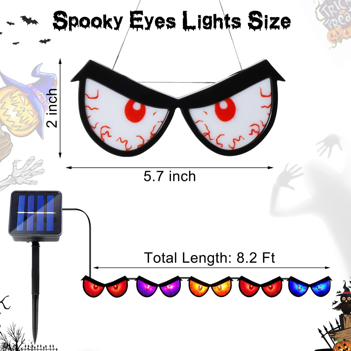 Solar Halloween Spooky Eyes Lights for Bushes, 5 Pairs Flashing Glowing Eyes Halloween Decorations Outdoor, Blinking Eye Lights for Yard Decorations
