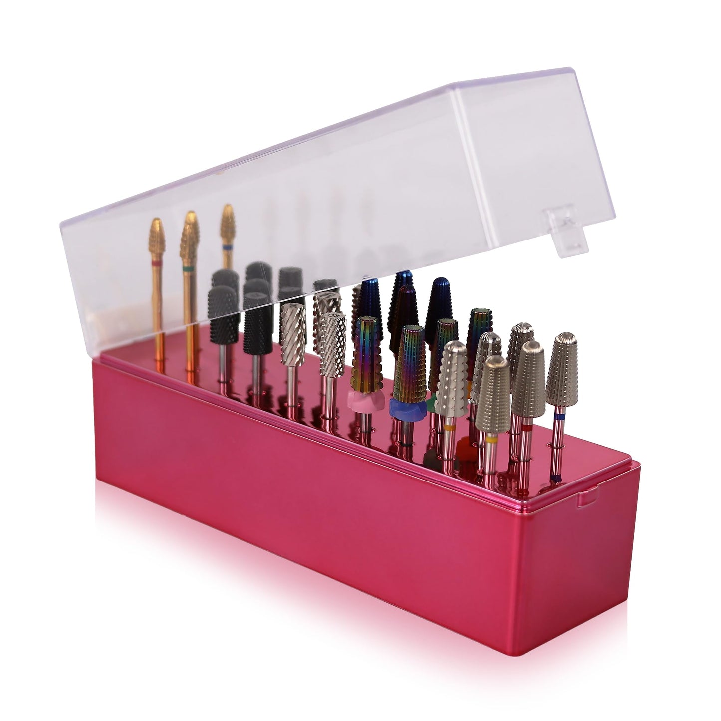 PANA Rectangle Nail Drill Bit Holder Display Organizer Case - Dustproof Carbide Bit Storage Container Box For Manicure Tools Nai