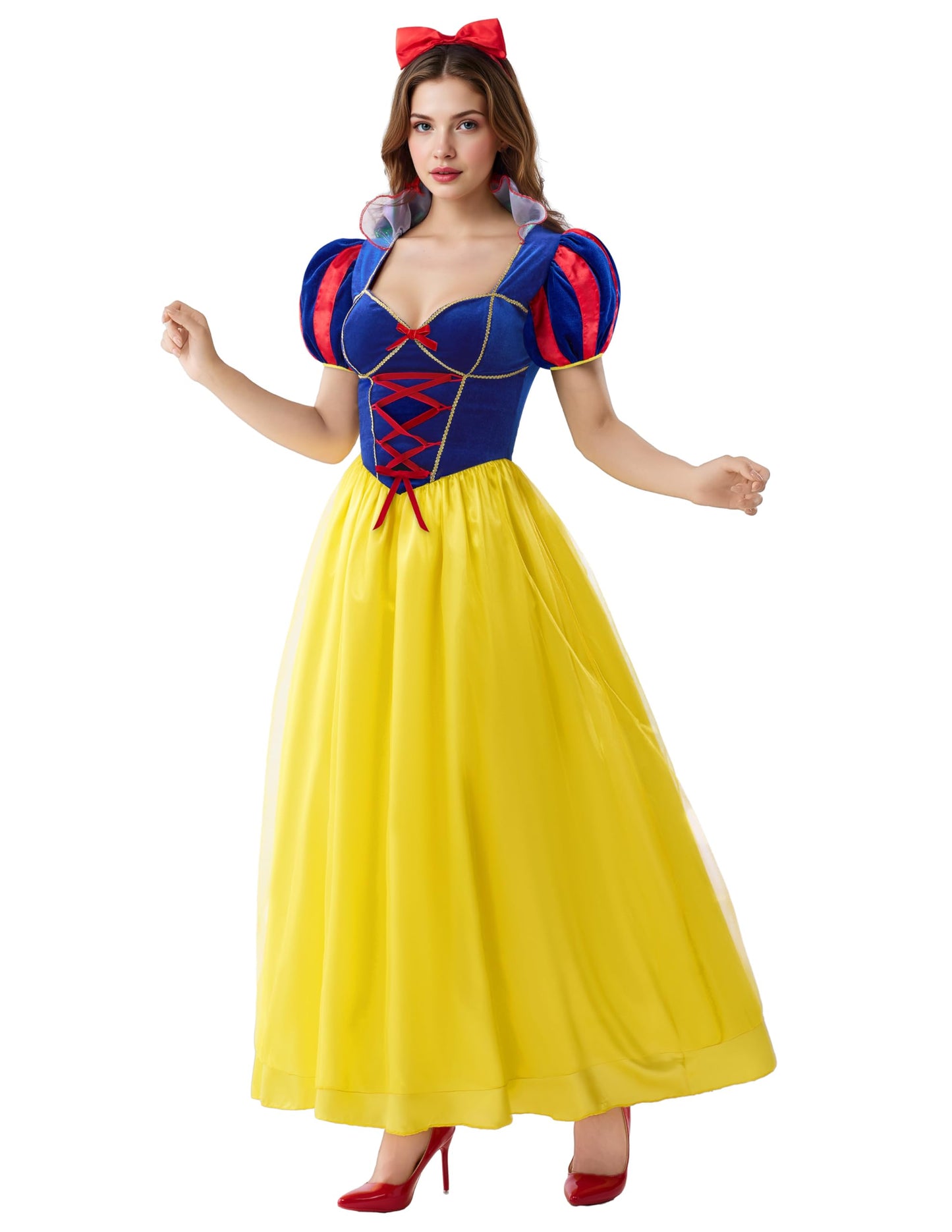 Spooktacular Creations Snow Princess Costume for Women, Adult Princess Halloween Costume with Headwear Deluxe Outfit for Birthday Cosplay Parties, S