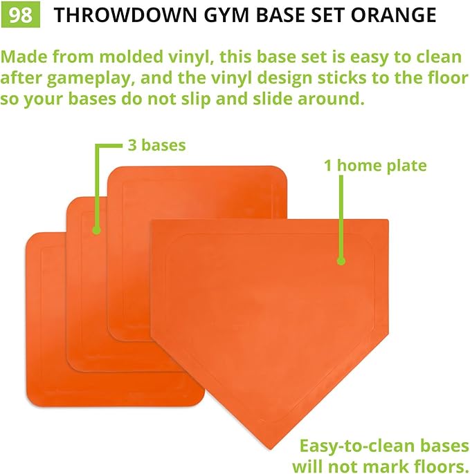 Champion Sports Baseball/Softball Throw Down Base Sets – Durable Indoor/Outdoor Training Bases – Sets of 4 or 5 in Orange or White