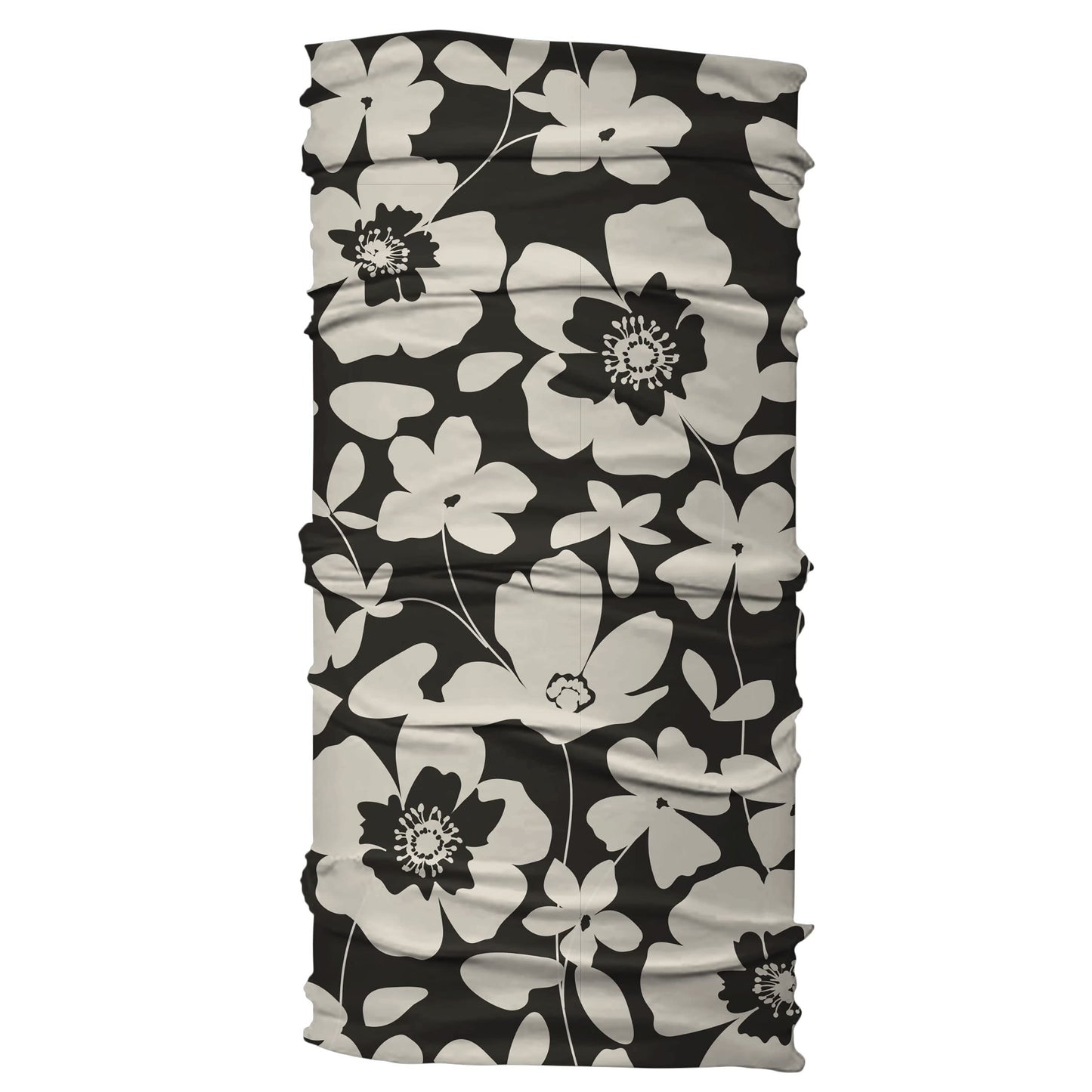 Karma Ink Floral Headband for Women - Wide - Fabric Headband and Stretchy Hair Scarf - Black And White