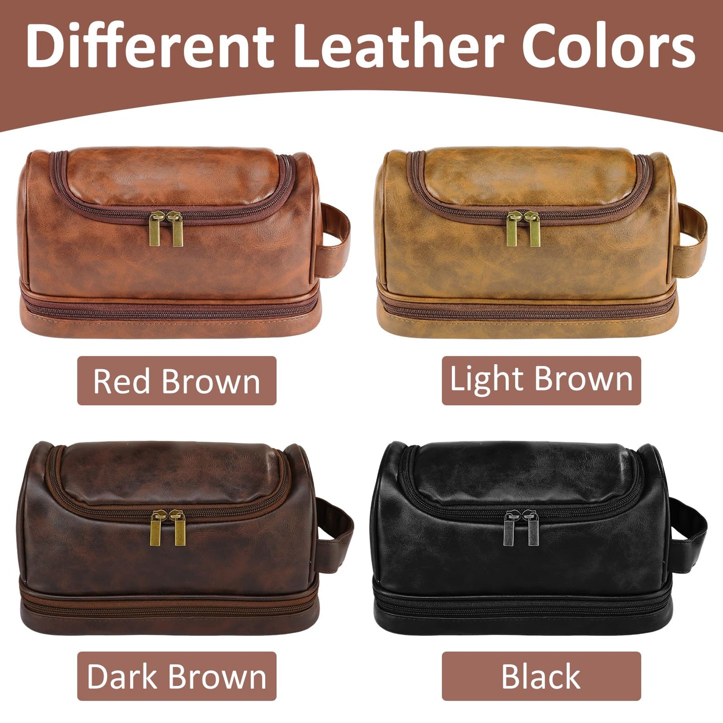 Sparklove Personalized Leather Toiletry Bag for Men, Custom Shaving Bags, Engraved Monogrammed Travel Bag, Birthday Gifts for Boyfirends, Groomsmen, Dad, Son Husband Father's Day, Wedding, Anniversay