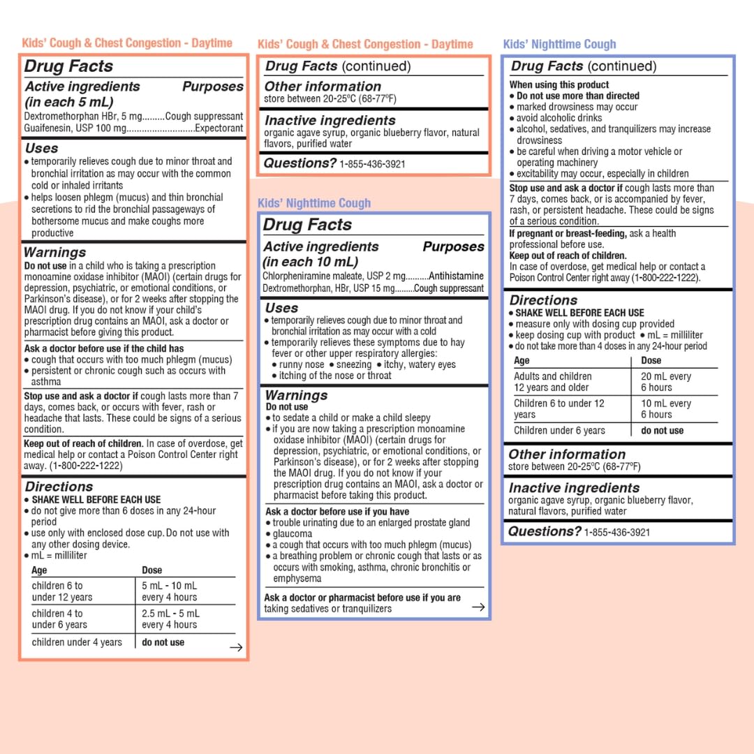 Genexa Kids' Clean Cough, Pain & Fever Acetaminophen Value 3-Pack, Dye Free, 0% Artificial Additives, Cough Care for Children, Fever & Pain Reliever, 12 fl oz (3 Bottles)