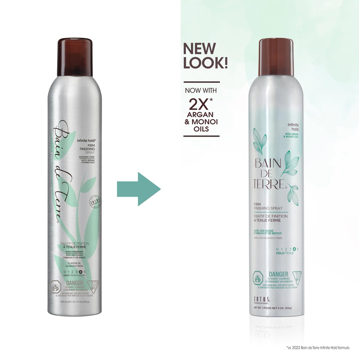 Bain de Terre Infinite Hold Firm Finishing Spray, Lasting Control & Shine, Heat & Humidity Protection with Argan & Monoi Oils, P