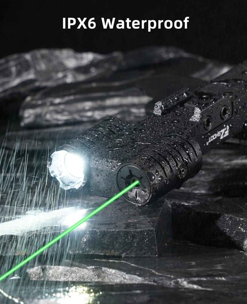 EZshoot 1600 Lumen Rifle Light Laser Combo with USB Rechargeable, Green Laser Light Combo Compatible with Picatinny Rail, Rechargeable Tactical Flashlight for Rifle with Strobe Mode