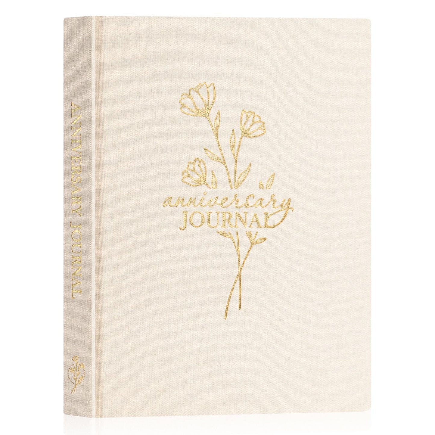 Lanpn Wedding Anniversary Journal Notebook - Linen First Year to 70th Anniversary Scrapbook Memory Book for Couples - Newlywed Marriage Journal Wedding Anniversary Book Gifts (Beige, 190 Pages)