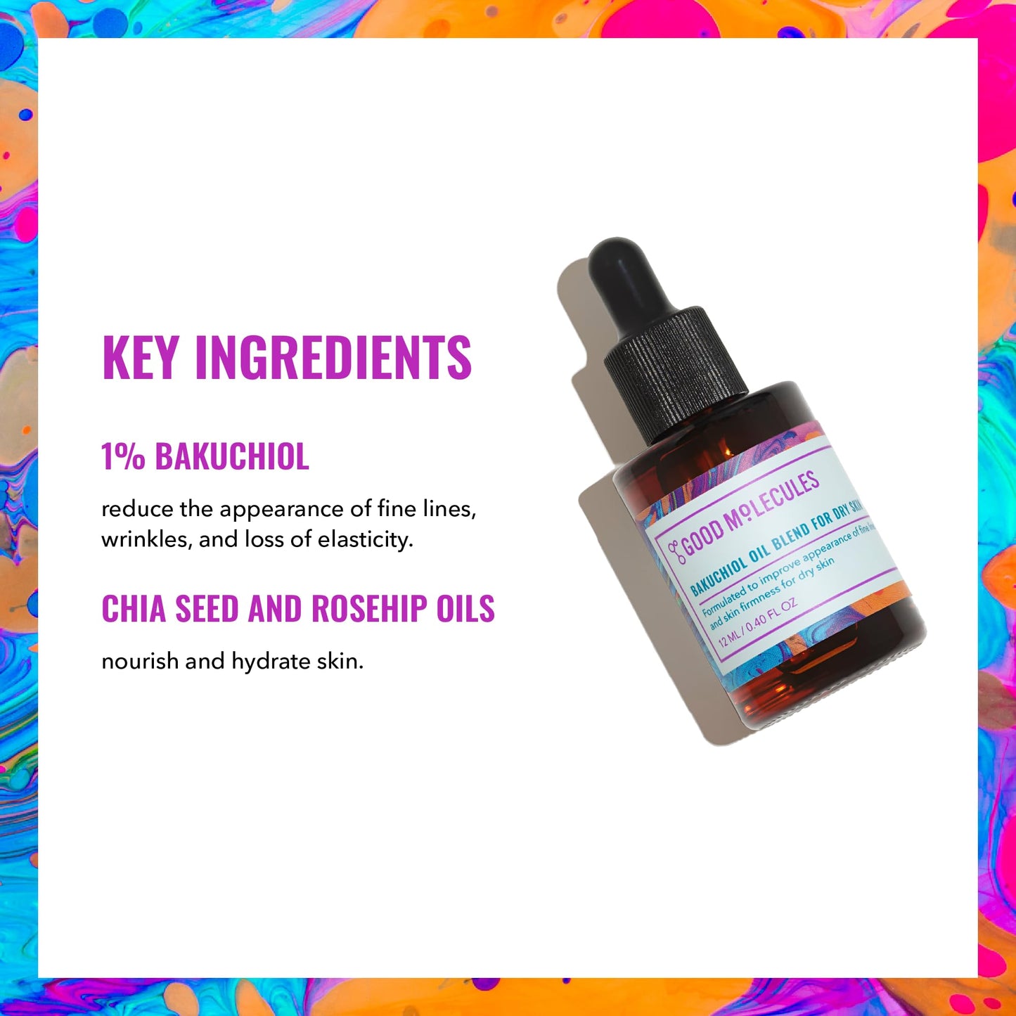 Good Molecules Bakuchiol Oil For Dry Sky - Ultra Hydrating Natural Blend with Bakuchiol and Rosehip Oil, Promotes Collagen Produ