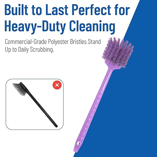 SPARTA 40501EC68 Plastic Large Scrub Brush, Kitchen Brush, Utility Brush With Long Handle For Cleaning, 20 Inches, Purple, (Pack of 6)