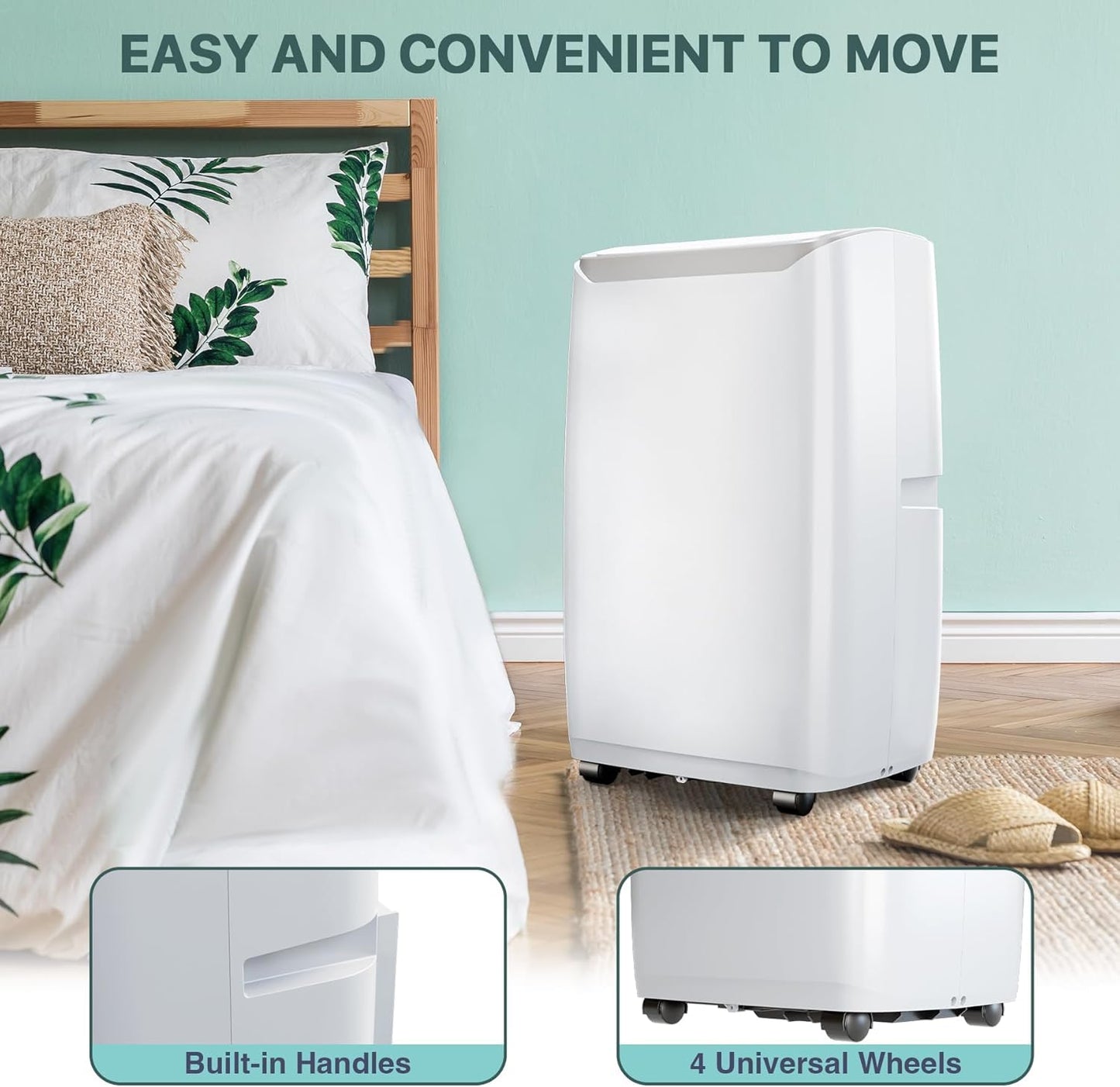 Garvee 14,000 BTU Portable Air Conditioner for Room Up to 750 Sq.Ft, 4 in-1 AC Unit with Cooling, Fan, Dehumidifier & Sleep Mode, Remote Control & Window Kit Included for Home, Office, Apartment,White