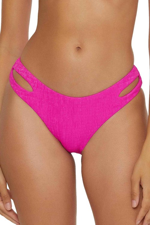 BECCA Women's Standard Luminous Hipster Bikini Bottom, Cheeky Coverage, Swimwear Separates, Vivid Pink, X-Small