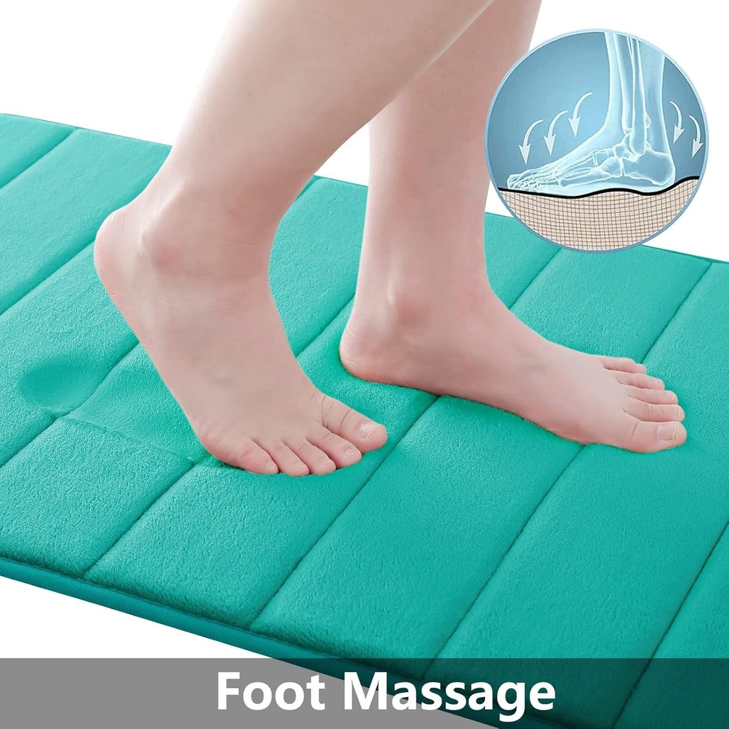 Buganda Memory Foam Bath Mat, 59" x 20", Ultra Soft and Non-Slip Bathroom Rugs, Water Absorbent and Machine Washable Bath Rug Runner for Bathroom, Shower, and Tub, Teal