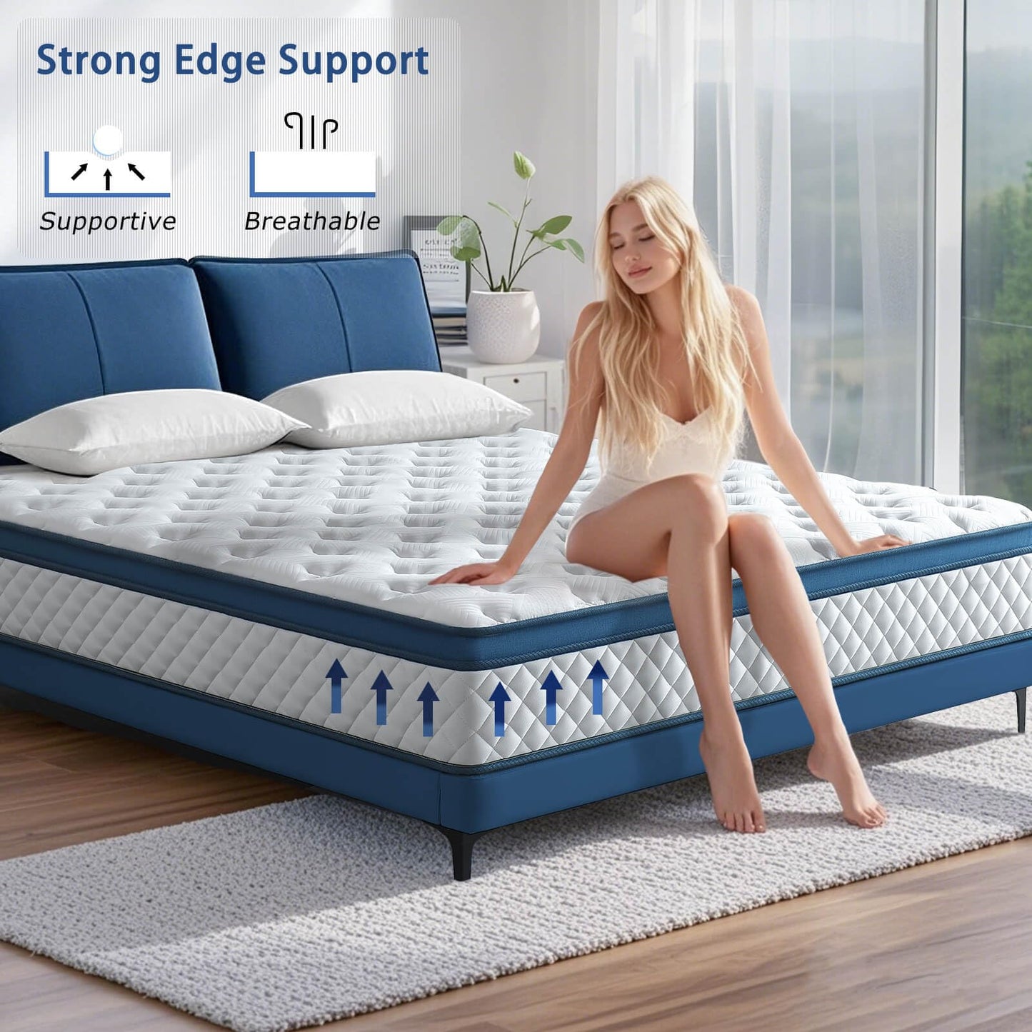 Laccard King Size Mattress, 12 Inch Medium Firm Hybrid King Bed Mattress, Memory Foam Mattresses in a Box for Pressure Relief, Individual Pocket Spring-Motion Isolation with Edge Support, CertiPUR-US