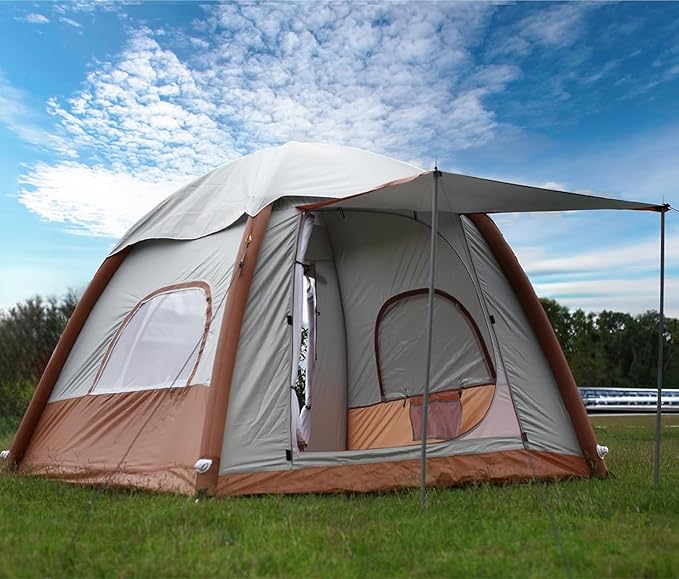 Umbalir Upgrade Inflatable Camping Tent with Pump, Easy Setup 4 Season Glamping Tent, 2-4 Persons Waterproof Windproof Out...