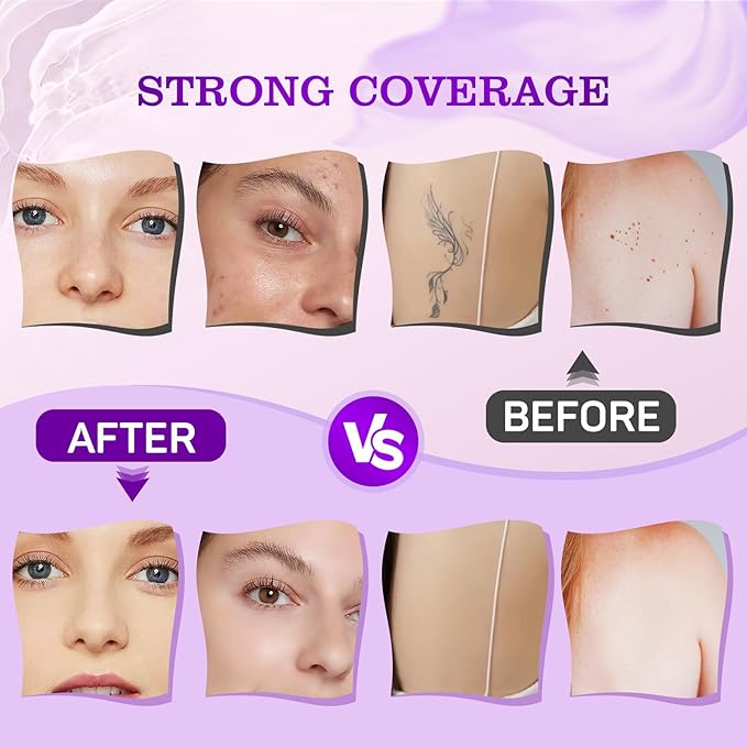 6 Colors Tattoo Cover Up Makeup with Brush – Waterproof Body and Leg Sleeve Foundation, Full Skin Coverage Bronzer & Scar Concealer Cosmetics (warm)