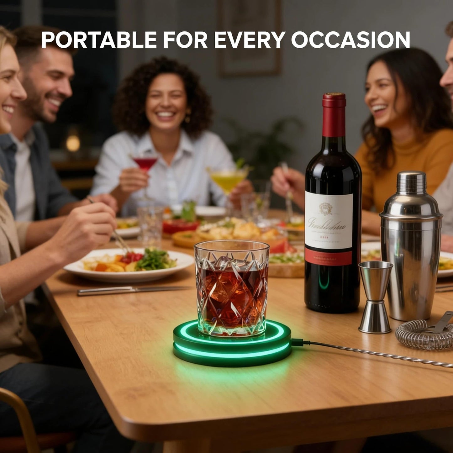 Smart coaster cocktail mixer 2.0 Machine,Portable Cocktail Maker Interactive Lighting with Built-in Smart Sensing Tech Easy to Clean & Carry Compact for Home Mat Bar Club Drink (1PC)
