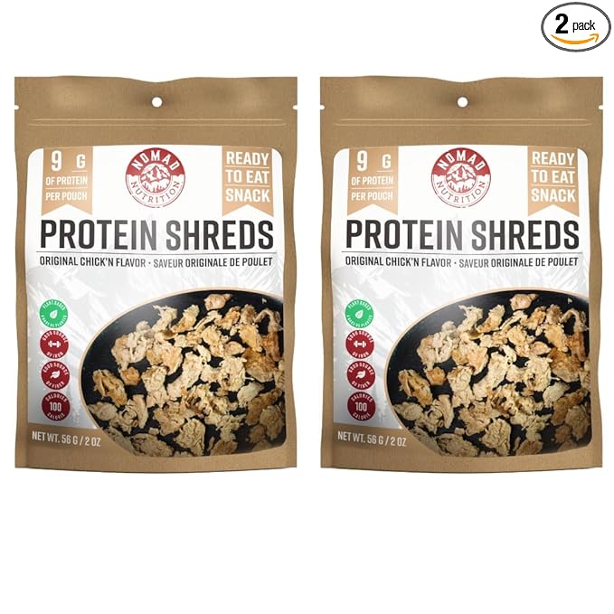 Nomad Nutrition Protein Shreds | Jerky Snack | Instant Freeze Dried Backpacking & Camping & Hiking | Plant-Based, Non-GMO ...