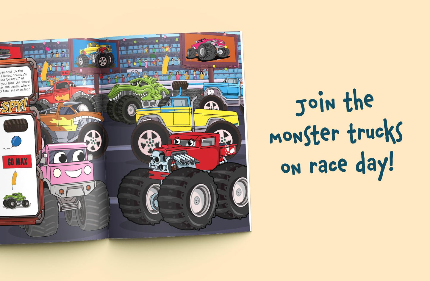 I Spy Monster Trucks: Spot Mighty Monster Trucks on Race Day! A Cute Search and Find Book for Toddlers (I Spy Books for Toddlers)