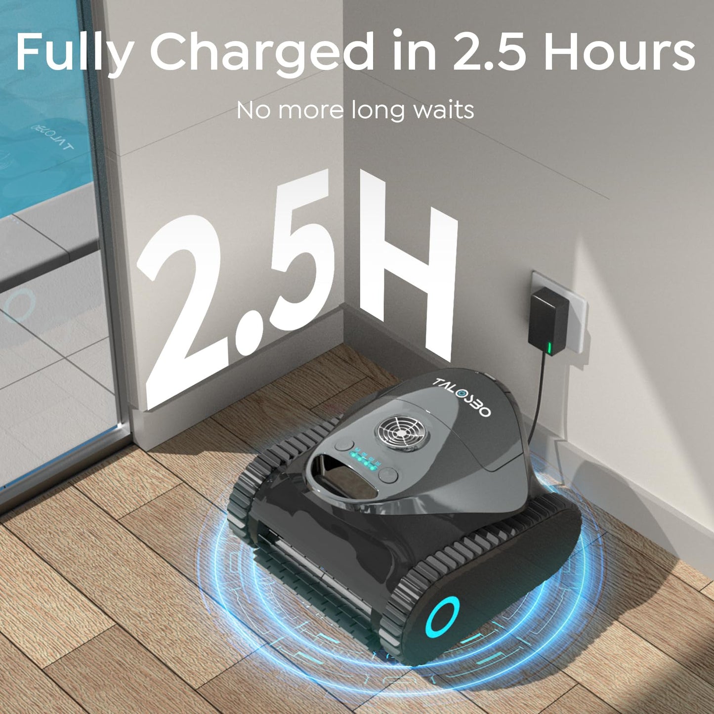 (2026 New) TALOSBO C1 Robotic Pool Cleaner, 180 Mins, Ultra-Strong Suction, Wall & Waterline Cleaning, Pool Vacuum for Inground Pools up to 1615 sq.ft, Dual Filtration, Smart Navigation, App Support