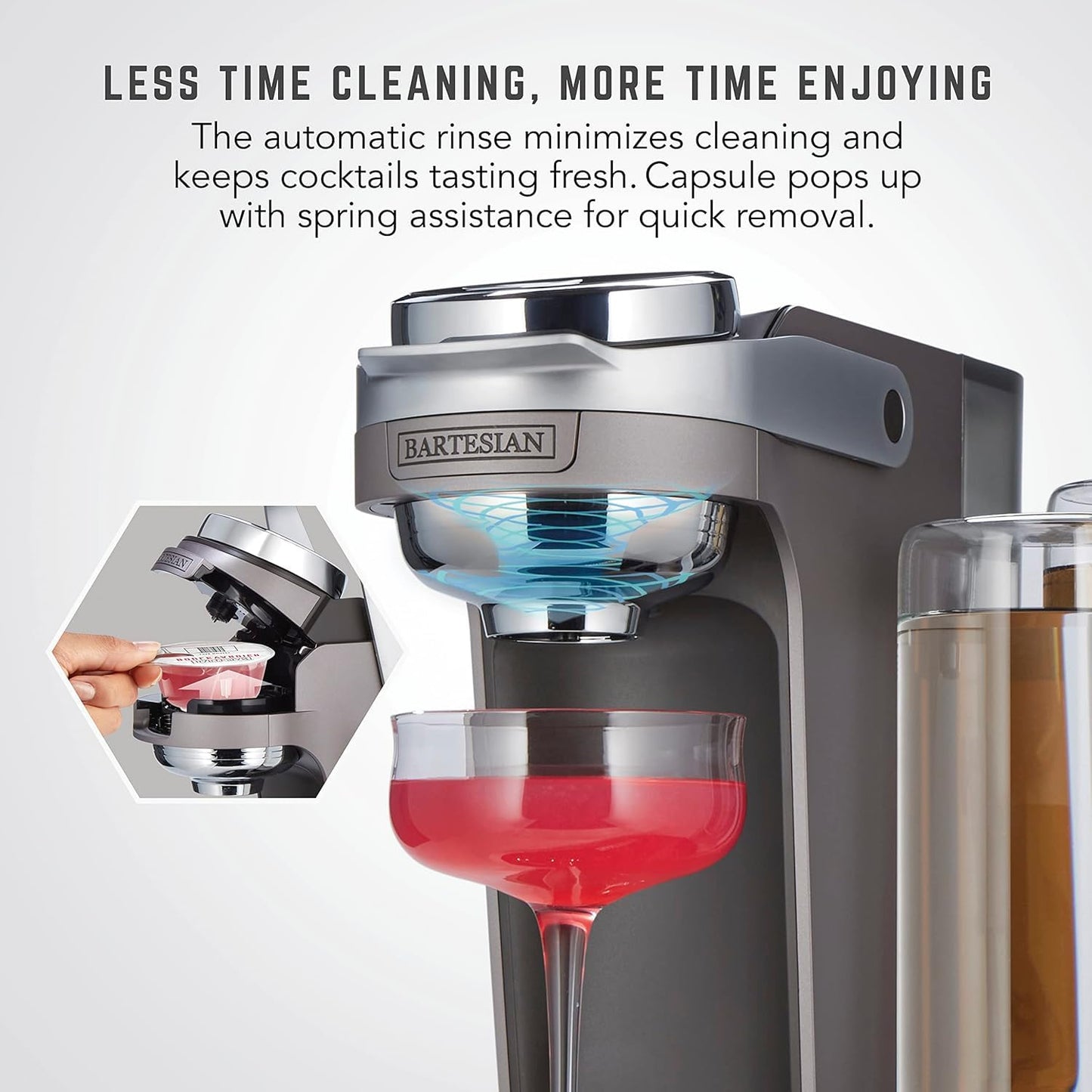 Bartesian Duet Cordless Cocktail Machine and Margarita Maker - Compact Home Bartender Mixologist Drink Mixer with 2 Glass Spirit Bottles - Automatic Machine Makes 500 Premium Cocktails Per Charge