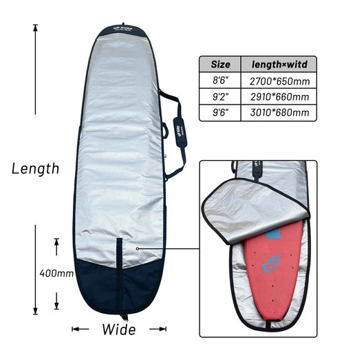UP SURF Surfboard bag, Daylight Bags for Longboard, Size 8’6”,9’2”,9’6", Surfboard cover for Storage and Transport Surfboard (8'6")