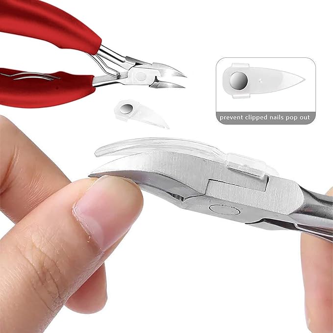 JTIEO 12PCS Heavy Duty Toenail Clippers for Thick Toenails (Red)