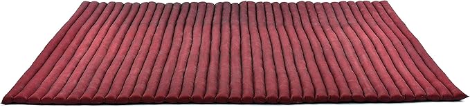 Leewadee - Foldable Floor Mattress - Japanese Roll Up Futon -Trifold Tatami Mat- Guest Floor Bed - Camping Mattress - Thai Massage Mat, Kapok Filled, 75 x 57 inches, Red