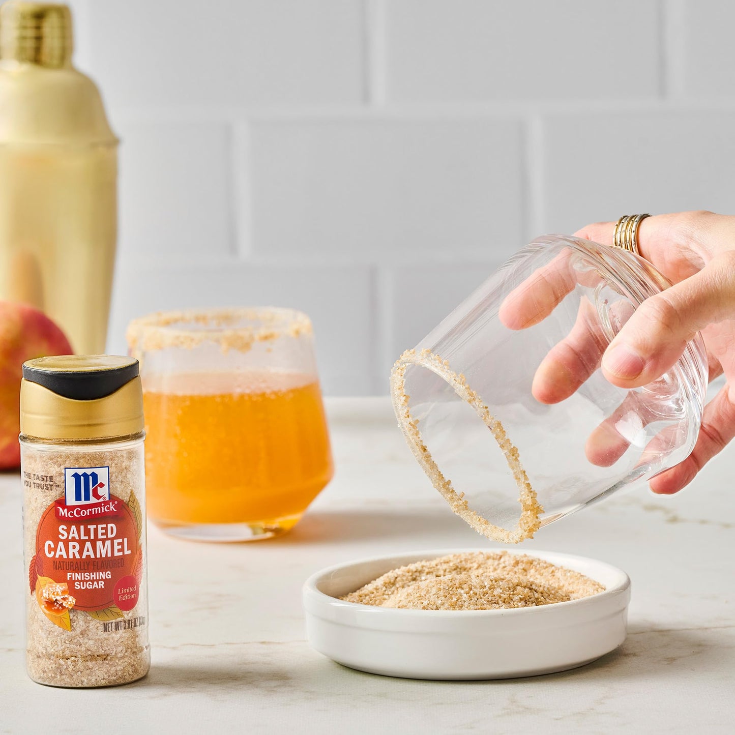 McCormick Finishing Sugar, Salted Caramel, Limited Edition, Creamy Caramel Flavor with a Touch of Salt, For Coffee, Ice Cream, Brownies, Popcorn, Hot Cocoa, and More, 3.81 oz